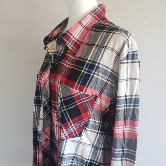 NEW Women Natural Reflections Flannel Plaid Cotton Shirt Button Up Size 1X - Picture 4 of 7